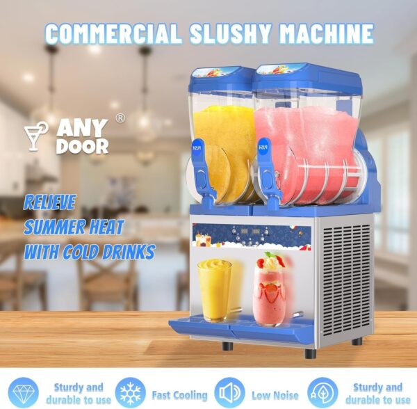 Commercial Slushy Machine – 1000W 30L Tanks Slush Maker Machine 304 Stainless Steel Commercial Margarita Machines Efficient Cooling the Ideal Slushie Maker for Bars Cafes Restaurants