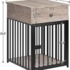 HOOBRO Dog Crate Furniture, Wooden Dog House, Decorative Dog Kennel with Drawer, Indoor Pet Crate End Table for Small Dog, Steel-Tube Puppy Cage, Chew-Proof, Rustic Brown and Black BF01GW03