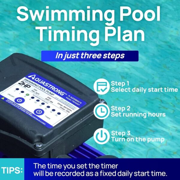 bff8ef9c656640ada21debd45d2d0c52 AQUASTRONG In/Above Ground Pool Pump, High Flow (with Timer, 2HP, 8917 GPH, 220V)