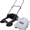 Walk-Behind Outdoor Hand Push Floor Sweeper – 5.25 Gallon Capacity – 25.5′′ Sweeping Width – Sweeps up to 27,900 ft2 / Hour, Grey