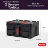Keter Stack-n-Roll Modular Tools Organizer for Garage Storage and DIY, 3 Piece Resin Rolling Tool Box System for Small Parts
