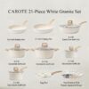 CAROTE 21Pcs Pots and Pans Set, Nonstick Cookware Sets, White Granite Induction Cookware Non Stick Cooking Set