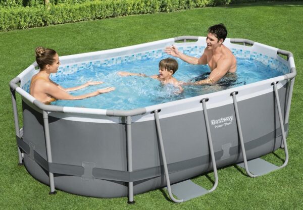 Bestway Oval Above Ground Pool Set (10′ x 6’7′′ x 33′′)| Includes Filter Pump & ChemConnect Dispenser