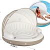 INTEX 58292EP Canopy Island Inflatable Pool Float: Comfortable Lounge Surface – Built-In Cup Holders – Detachable Sunshade – 440lb Max Weight Capacity – 78.5′′ x 59′′