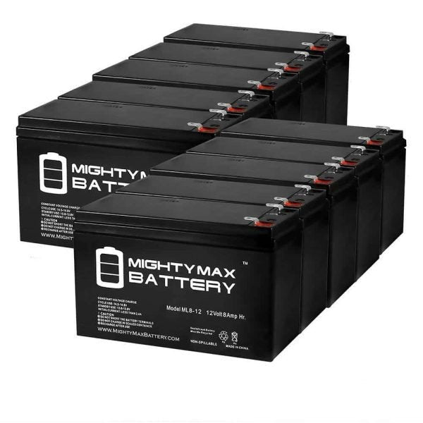 MIGHTY MAX BATTERY MAX3430380 12V 8Ah Fire Alarm Battery Replaces 12V 8Ah ELK-1280 10 Pack