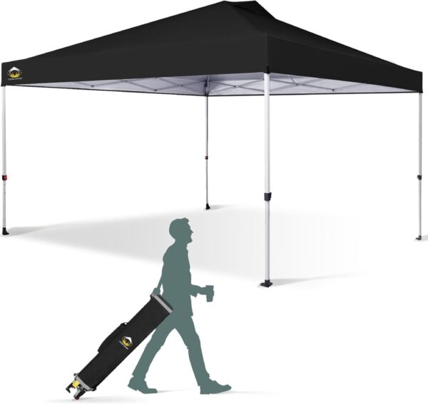 CROWN SHADES 10×10 Pop Up Canopy – Beach Tent with One Push Setup – Easy Outdoor Sun Shade for Events, Parties, Camping – Gazebo with STO-N-Go Cover Bag, Silver Coated Top, White