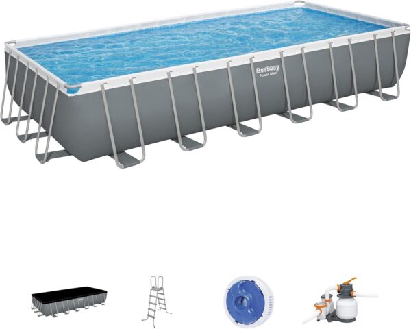 Bestway Oval Above Ground Pool Set (10′ x 6’7′′ x 33′′)| Includes Filter Pump & ChemConnect Dispenser