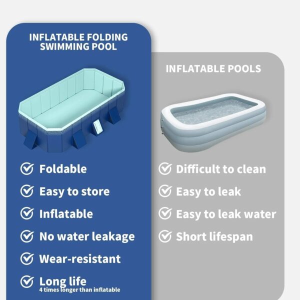 Foldable Non-Inflatable Kids’ and Adults’ Outdoor Swimming Pool – Hard Plastic Shell, Kid Pool for Backyard Dog Pools (158′′ x 76′′ x 20′′)