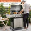 Burner Gas grill with side burner and enameled cast iron grille 42,000BTU outdoor cooking stainless steel propane grill Garden grill