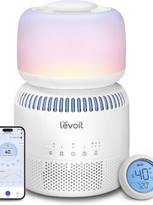 Humidifiers for Bedroom Baby, Sprout Evaporative with Dual Filters for Air & Water, Separate Sensor, Adjustable No Blue Nightlight, Auto Dry, Smart Control & Alexa, Auto Mode, 3.8L Tank for 36H
