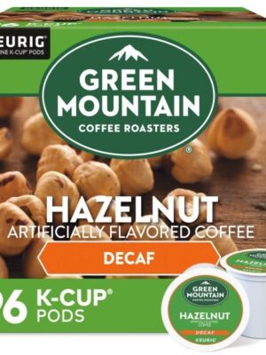 Green Mountain Coffee Roasters Hazelnut Decaf Coffee, Single-Serve K-Cup pods, Light Roast, 96 Count (4 Packs of 24)