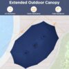 15 ft Large Patio Umbrella with Solar Lights Double-Sided Outdoor Rectangle Market Umbrellas with 36 LED Lights/Base Included/Easy Crank for Patio Garden Yard Pool Lawn, Brown