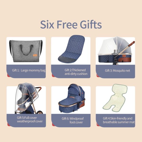 c2e6dddac09e46e998cad5a6330032a4 B.Childhood High Landscape Baby Stroller Folding Reversible Seat,Unisex,Blue