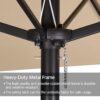 15 ft Large Patio Umbrella with Solar Lights Double-Sided Outdoor Rectangle Market Umbrellas with 36 LED Lights/Base Included/Easy Crank for Patio Garden Yard Pool Lawn, Brown