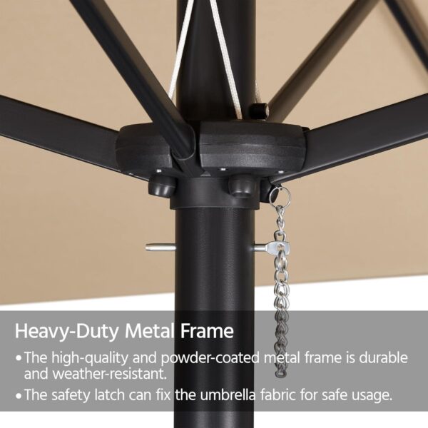 c32a902237a94b98abaeeb761e6ceb3d 15 ft Large Patio Umbrella with Solar Lights Double-Sided Outdoor Rectangle Market Umbrellas with 36 LED Lights/Base Included/Easy Crank for Patio Garden Yard Pool Lawn, Brown