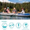 INTEX Excursion Inflatable Boat Series: Includes Deluxe 54in Boat Oars and High-Output Pump – SuperTough PVC – Adjustable Seats with Backrest – Fishing Rod Holders – Welded Oar Locks