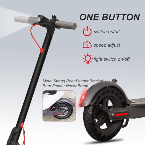 Electric Scooter – 8.5′′ Solid Tires, 350W Motor, Up to 19 MPH and 21-23 Miles Long-Range Portable Foldable Commuting Scooter for Adults with Double Braking System and App