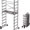 Foldable Scaffolding Ladder, Multipurpose Rolling Work Platform, Scaffold Tower, Ladder Stool Bench, Adjustable Platform, 330 Lbs Duty Rate