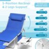 3-in-1 Outdoor Sun Tanning Lounge Chair with Face Hole – 5-Position Recliner, Folding Side Table & Removable Pillow, 330lbs Capacity, Blue
