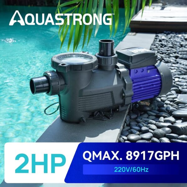 c48ebf8bd269449cb16015d079ce66fb AQUASTRONG In/Above Ground Pool Pump, High Flow (with Timer, 2HP, 8917 GPH, 220V)