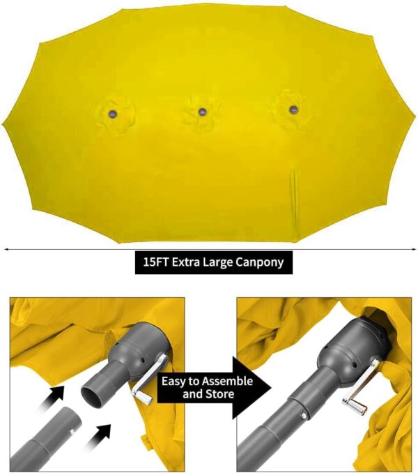 c4becbd064ac41b4b066f0c7deb81c00 15ft Patio Umbrella with Solar Lights, Large Double Umbrella Outdoor, Rectangle 180”x106” Umbrellas with 156 PCS LED Lights and Crank Handle for Backyard Deck Pool Shade in Black(1.9′′ Pole)