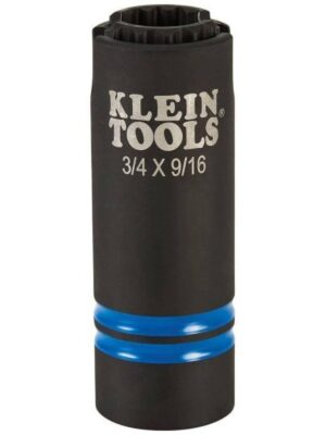 Klein Tools 66031 3-in-1 Slotted Impact Socket, 12-Point, 3/4 and 9/16-Inch