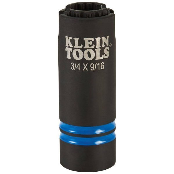 Klein Tools 66031 3-in-1 Slotted Impact Socket, 12-Point, 3/4 and 9/16-Inch
