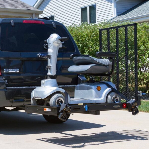 c4d93e76c06d4c789193345b71c8ceae SILVER SPRING SC400-V2 500 lbs. Capacity Hitch-Mounted Folding Steel Wheelchair or Scooter Carrier with 42 in. L Ramp