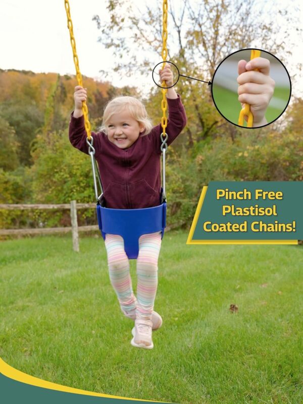 Eastern Jungle Gym Heavy-Duty High Back Full Bucket Toddler Swing Seat | Coated Swing Chains Fully Assembled | Green Swing Set Accessory