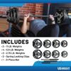 US Weight Barbell Weight Set for Home Gym with 55” padded Bar – Adjustable Weights for Exercise, Lifting, and to Build Muscle
