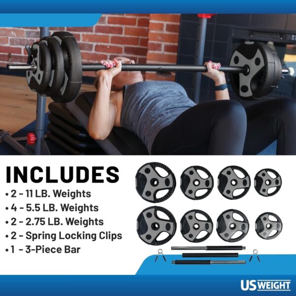 c55322b3671145fcae549e8798199625 US Weight Barbell Weight Set for Home Gym with 55” padded Bar – Adjustable Weights for Exercise, Lifting, and to Build Muscle