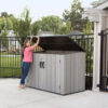 LIFETIME 6 x 3.5 ft Heavy Duty Low Plastic Shed Horizontal Storage Box - Desert Sand/White