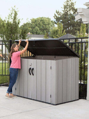 LIFETIME 6 x 3.5 ft Heavy Duty Low Plastic Shed Horizontal Storage Box - Desert Sand/White