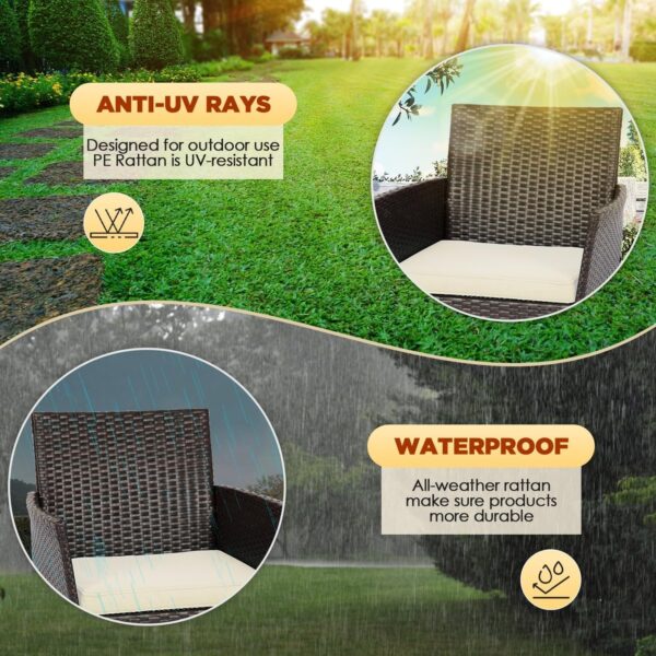 Patio Furniture Set 4 Pieces Outdoor Rattan Chair Wicker Sofa Garden Conversation Bistro Sets for Yard (Brown)