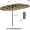 15ft Patio Umbrella with Solar Lights, Large Double Umbrella Outdoor, Rectangle 180”x106” Umbrellas with 156 PCS LED Lights and Crank Handle for Backyard Deck Pool Shade in Black(1.9′′ Pole)
