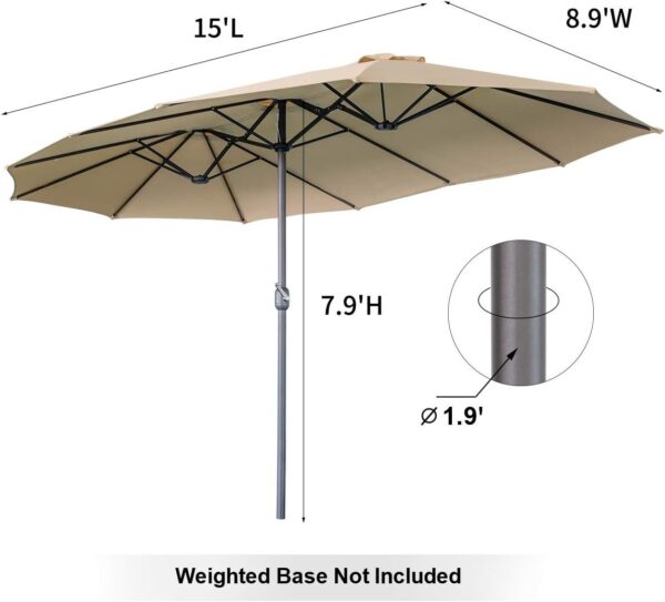 c5ac3b7def3a4f308e382e68d0a9f9fd 15ft Patio Umbrella with Solar Lights, Large Double Umbrella Outdoor, Rectangle 180”x106” Umbrellas with 156 PCS LED Lights and Crank Handle for Backyard Deck Pool Shade in Black(1.9′′ Pole)