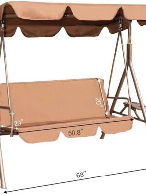 GOLDSUN Durable Outdoor 2-Seat Swing with Teapoy Weather Resistant Canopy Powder Coated Steel Frame Swinging Hammock with Removable Cushion for Patio, Balcony,Garden, Porch,Deck and Poolside(Coffee)( BGSW-817)