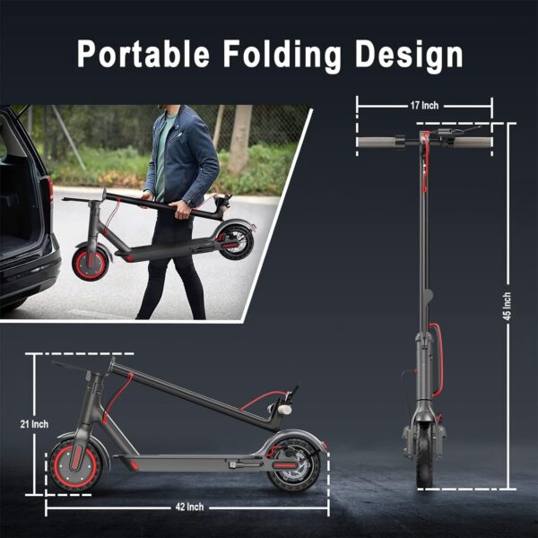 Electric Scooter – 8.5′′ Solid Tires, 350W Motor, Up to 19 MPH and 21-23 Miles Long-Range Portable Foldable Commuting Scooter for Adults with Double Braking System and App