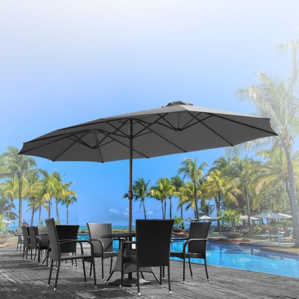 c686f9790c3f4c828a8029945db887db 15ft Patio Umbrella with Solar Lights, Large Double Umbrella Outdoor, Rectangle 180”x106” Umbrellas with 156 PCS LED Lights and Crank Handle for Backyard Deck Pool Shade in Black(1.9′′ Pole)