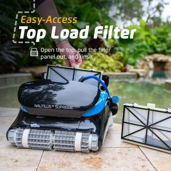 Dolphin Nautilus CC Plus Wi-Fi Automatic Robotic Pool Vacuum Cleaner, Always Cleaning, Never Charging, with Wall Climbing Scrubber Brush, Ideal for In-Ground Pools up to 50 FT in Length