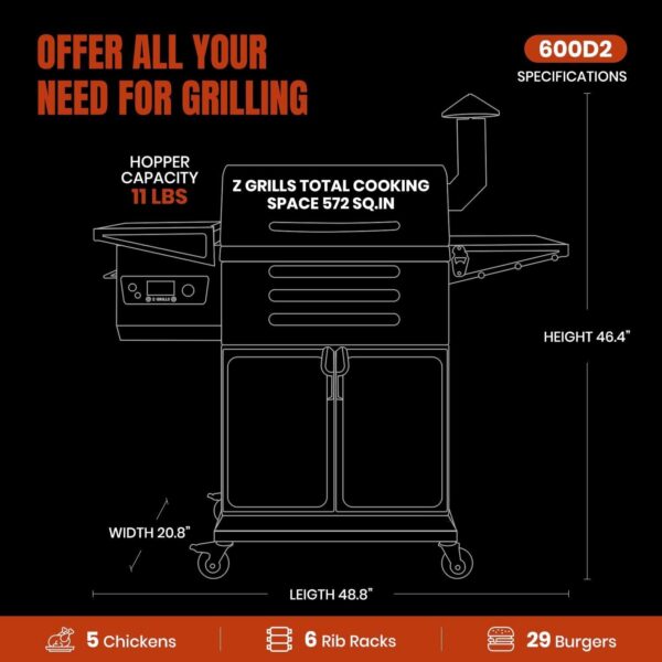c6ac6578b29d4971894ea440e1ba6b92 Z GRILLS Wood Pellet Grill Smoker with 552 Cooking Area & Front Shelf for Outdoor BBQ, Smoke, Bake and Roast, 550C