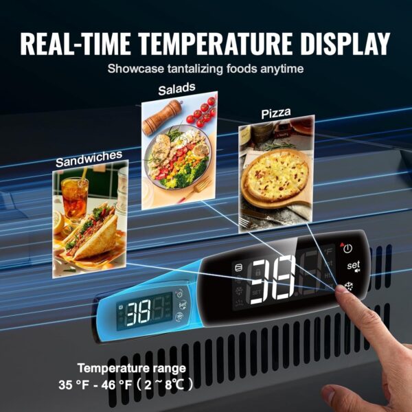 c6bc9241e62c4431baee92627dff991d Refrigerated Condiment Prep Station, 135 W Countertop Refrigerated Condiment Station, with 2 1/3 Pans & 4 1/6 Pans, 304 Stainless Body and PC Lid, Sandwich Prep Table with Stainless Guard, ETL