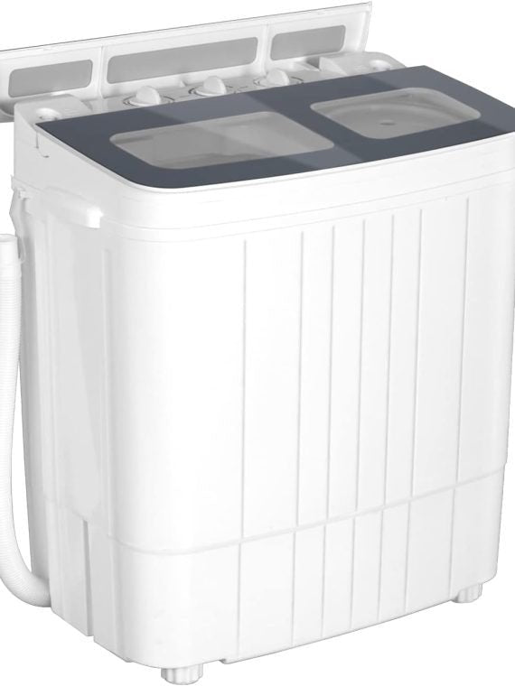 Portable Washing Machine – 14.5 lbs Mini Twin Tub Washer & Spin Dryer for Apartments, Dorms, RVs, Camping – Gray/Blue