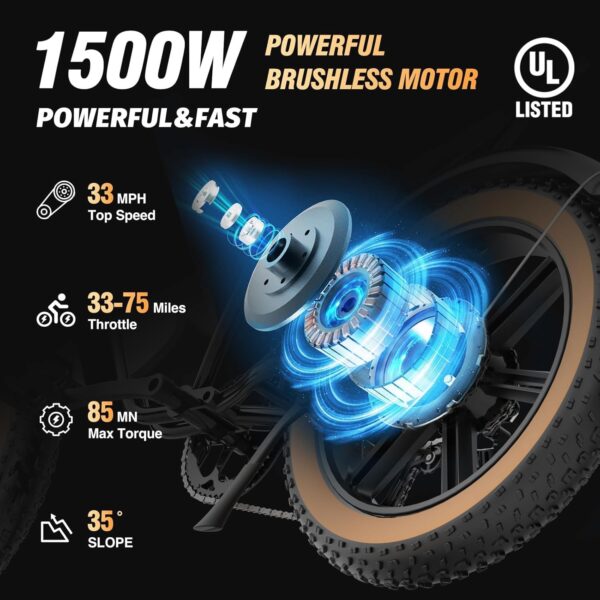 c7b031d768384a2ba2177e67de39571f Electric Bike for Adults Q20, 2000/1500W, 37/30MPH,52V 40AH,48V/20AH E-Bike,30-180 Miles Electric Motorcycle, 20′′ Fat Tire Dirt Bike, UL2849 All Terrain for Mountains, Snow, Sand, Road