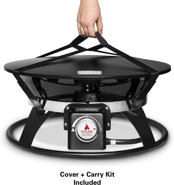 Portable Propane Fire Pit, 21-inch, 58,000 BTU with Fire Pit Cover & Carry Kit, Smokeless Gas Firebowl
