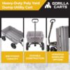 Heavy Duty Poly Utility Dump Wagon Garden Cart w/Pneumatic Tires, 6 Cu Ft – 1200 lb Capacity Outdoor Wheelbarrow for Yard, Landscaping & Gardening, Lawn Tractor or ATV Towable-Gorilla Carts