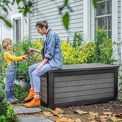 c846e0ec349e4339a30f31a536665424 165 Gallon Weather Resistant Resin Deck Storage Container Box Outdoor Patio Garden Furniture, Brown