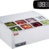 Refrigerated Condiment Prep Station, 135 W Countertop Refrigerated Condiment Station, with 2 1/3 Pans & 4 1/6 Pans, 304 Stainless Body and PC Lid, Sandwich Prep Table with Stainless Guard, ETL