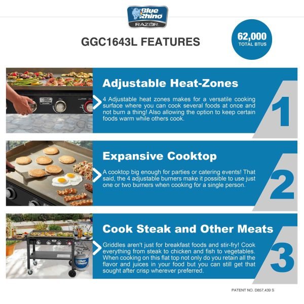 Blue Rhino Razor 4-Burner Liquid Propane Flat Top Grill