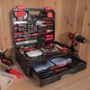 KINGTOOL Home Tool Set Kit – 286 PCS Home Auto Repair Tool Kit with Rolling Tool Box, Mechanic Tool Sets with 21V Max Cordless Power drill, Perfect for Homeowner, Diyer, Handyman